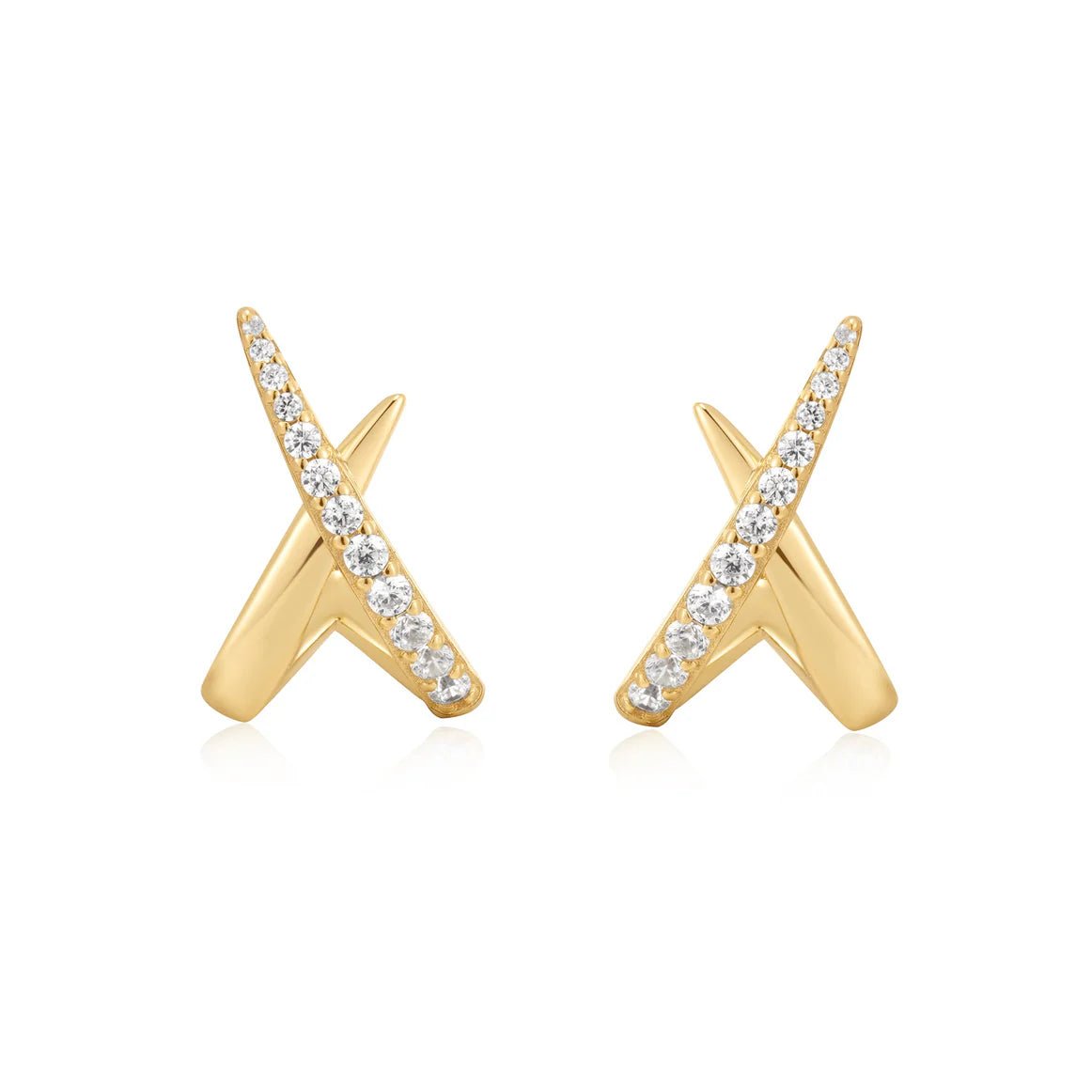 Ania Haie - Oorbellen Gold Kiss Polished Pavé Studs - Luxedy