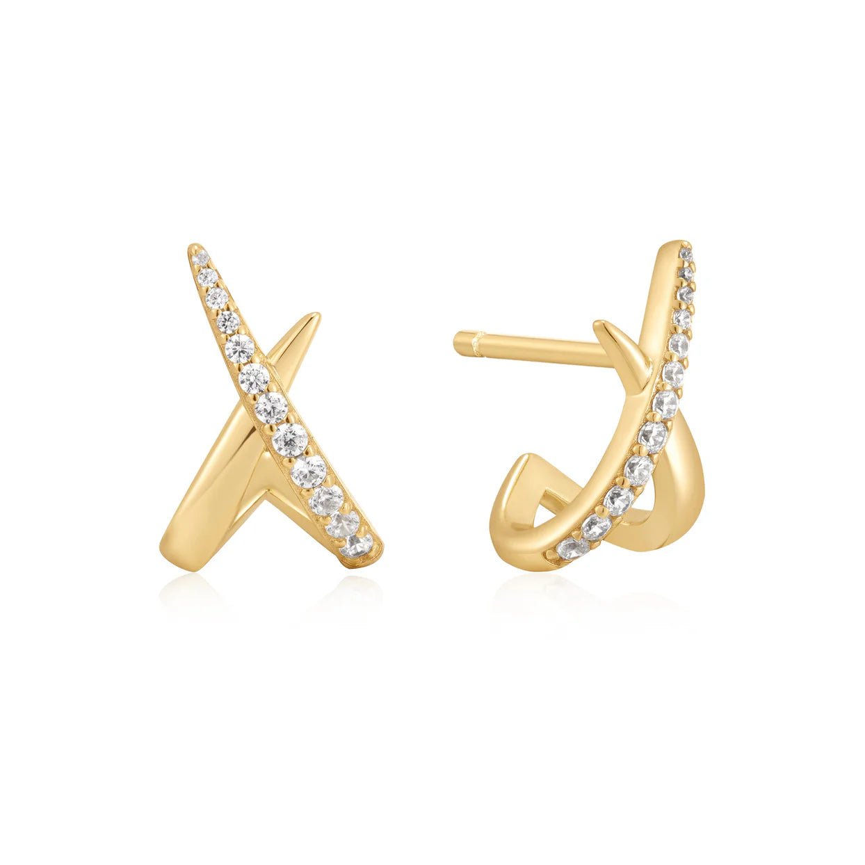 Ania Haie - Oorbellen Gold Kiss Polished Pavé Studs - Luxedy