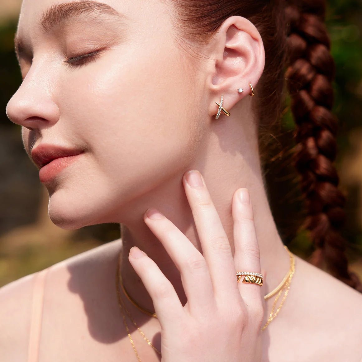 Ania Haie - Oorbellen Gold Kiss Polished Pavé Studs - Luxedy