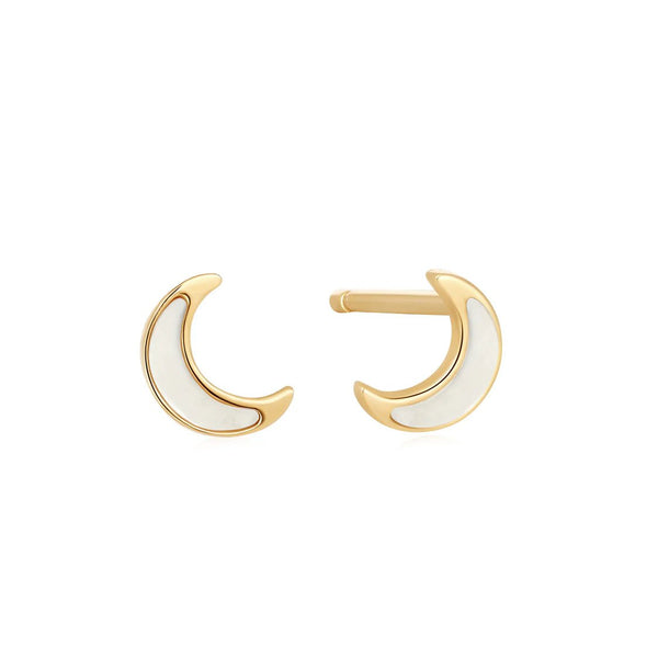 Ania Haie - Oorbellen Gold Mother of Pearl Moon Studs - Luxedy