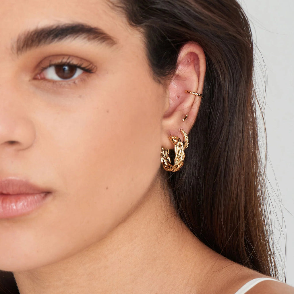 Ania Haie - Oorbellen Gold Rope Huggie Hoops - Luxedy