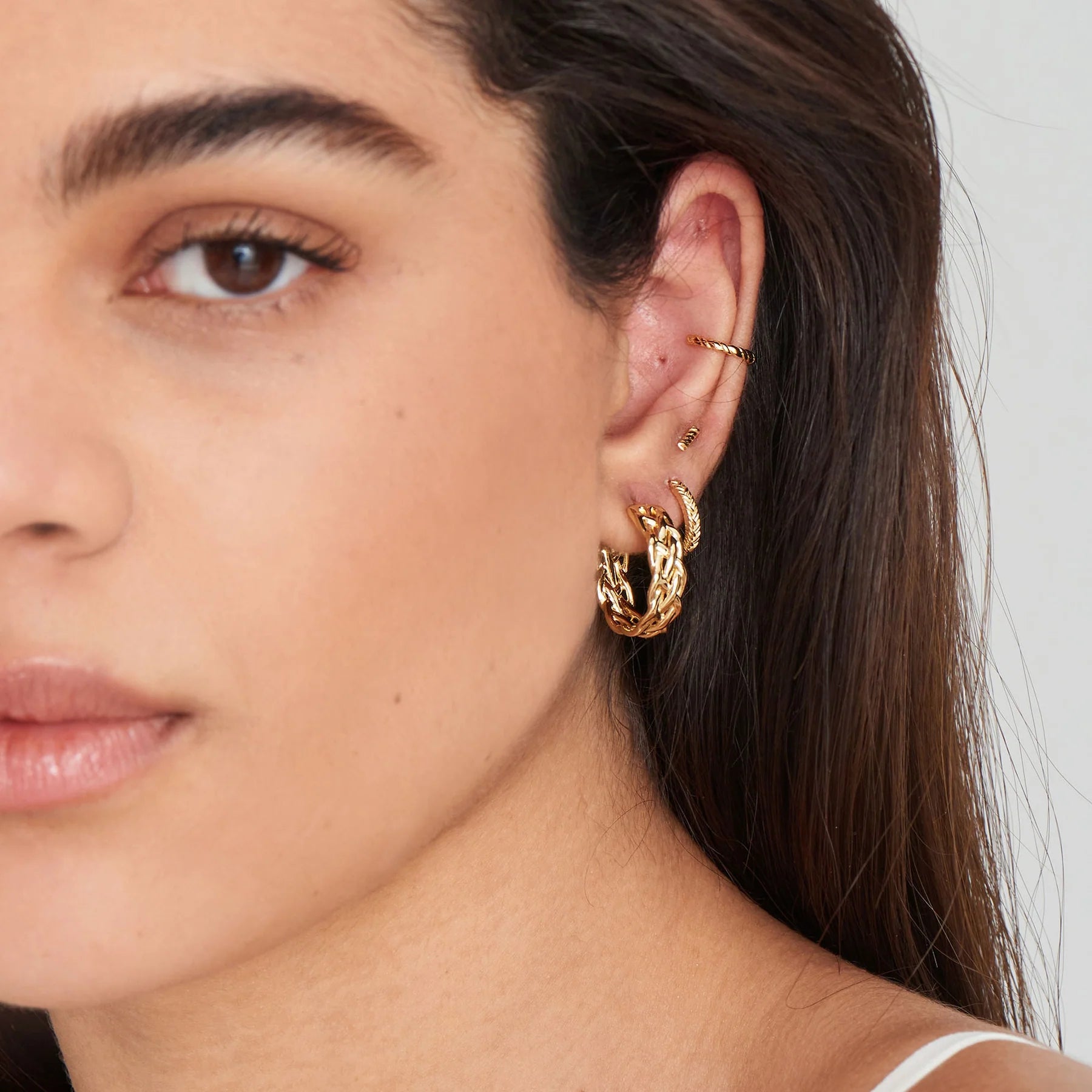 Ania Haie - Oorbellen Gold Rope Huggie Hoops - Luxedy