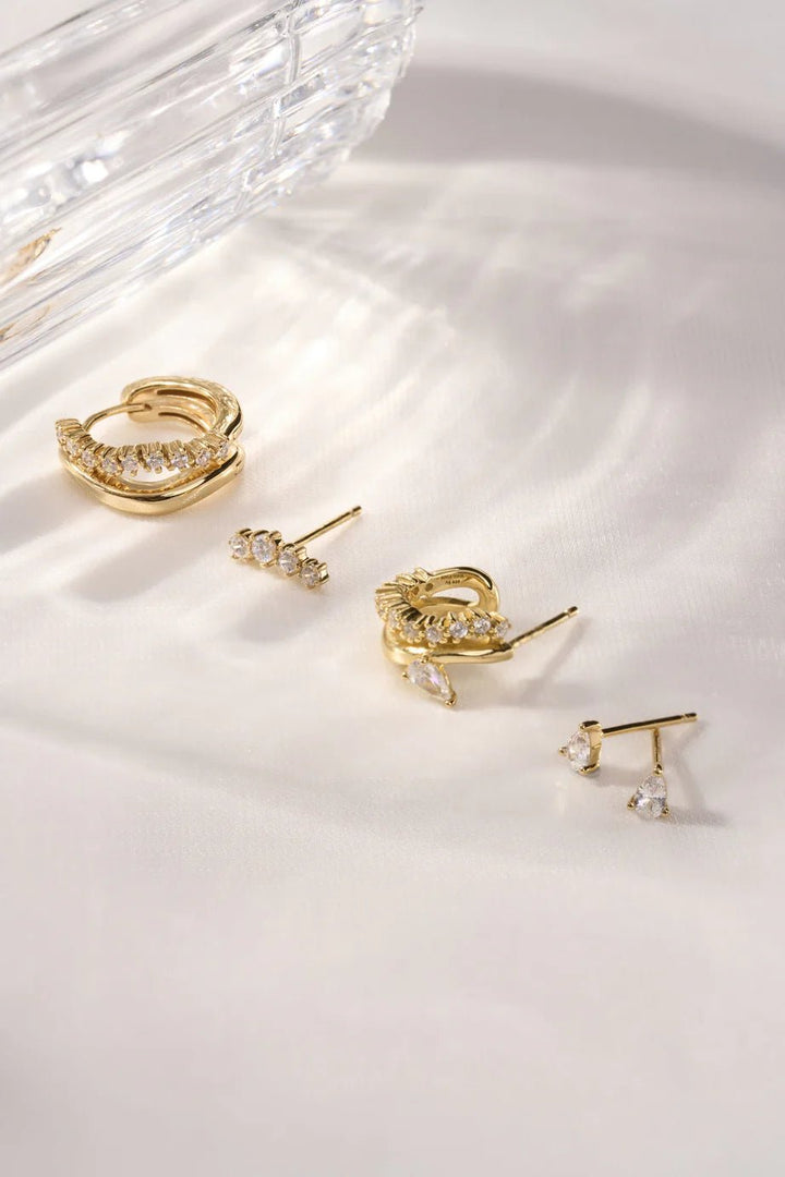 Ania Haie - Oorbellen Gold Sparkle Climber Studs - Luxedy