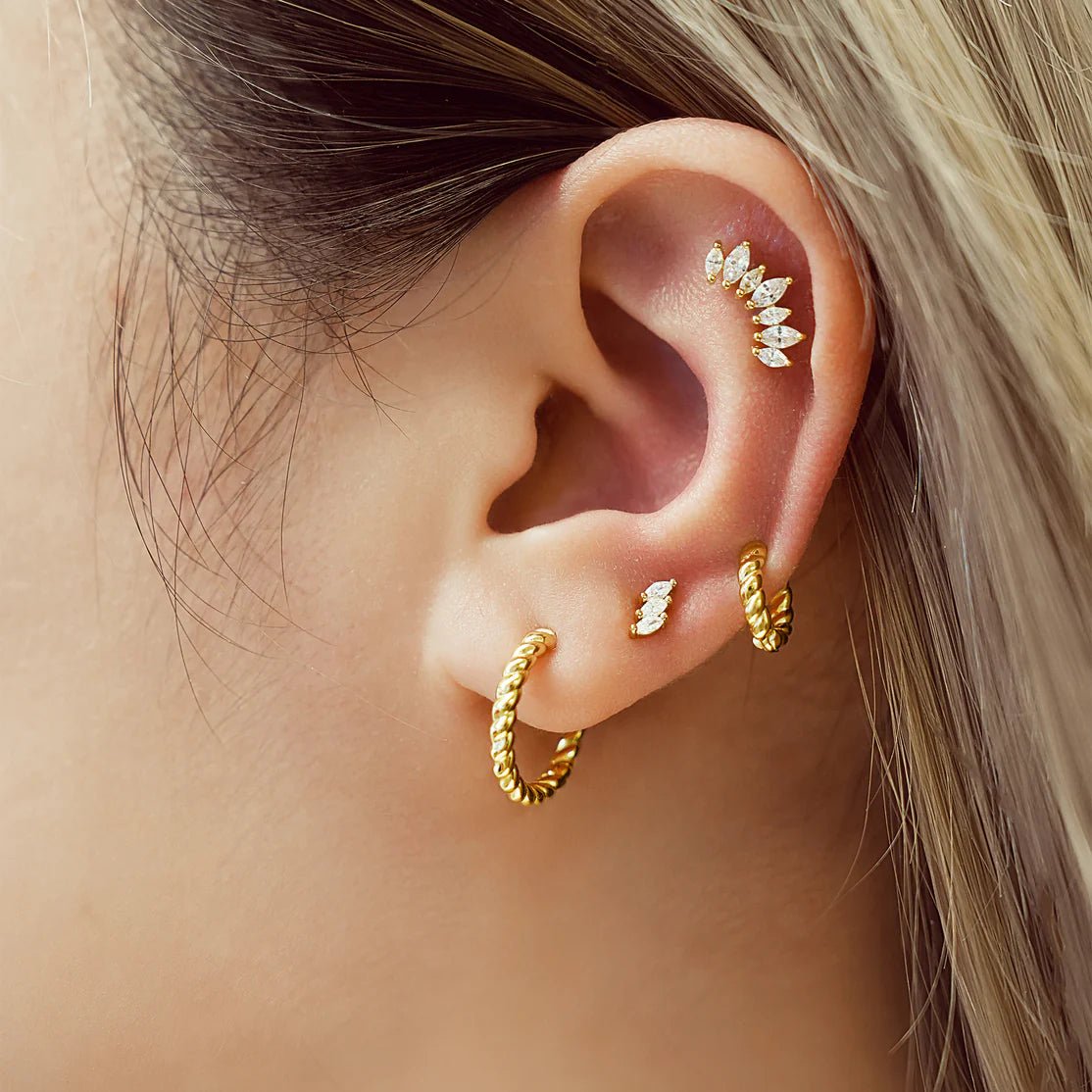 Ania Haie - Oorbellen Gold Triple Marquise Studs - Luxedy
