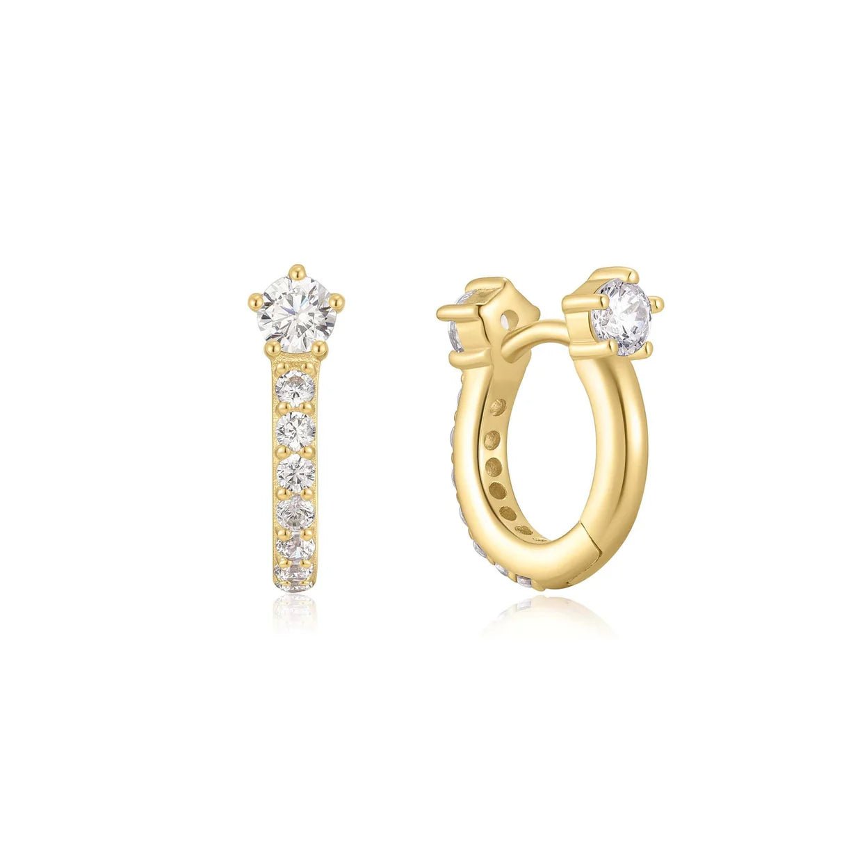 Ania Haie - Oorbellen Hoop Sparkling Pavé Huggie Gold - Luxedy