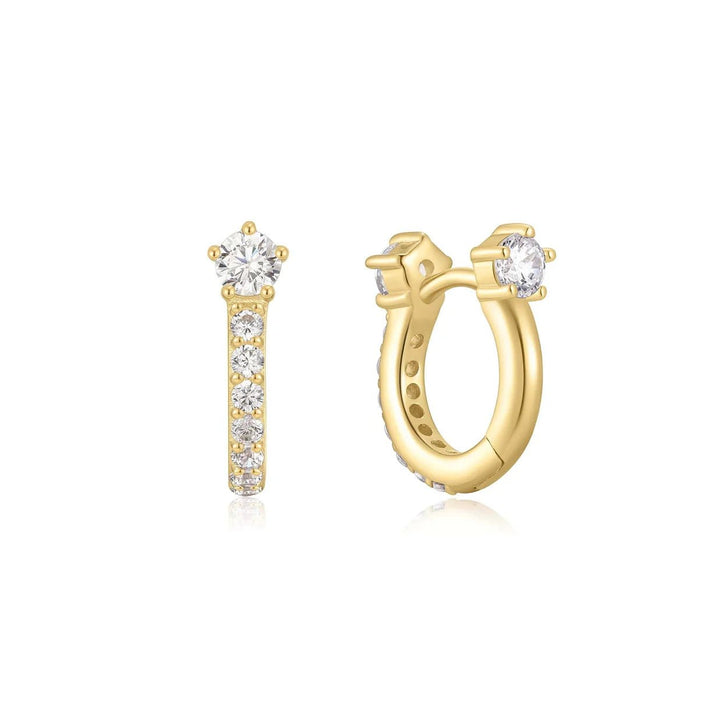 Ania Haie - Oorbellen Hoop Sparkling Pavé Huggie Gold - Luxedy