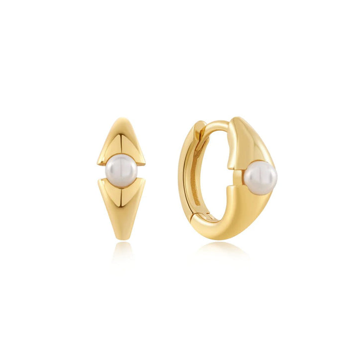 Ania Haie - Oorbellen Pearl Geometric Huggie Hoop - Luxedy