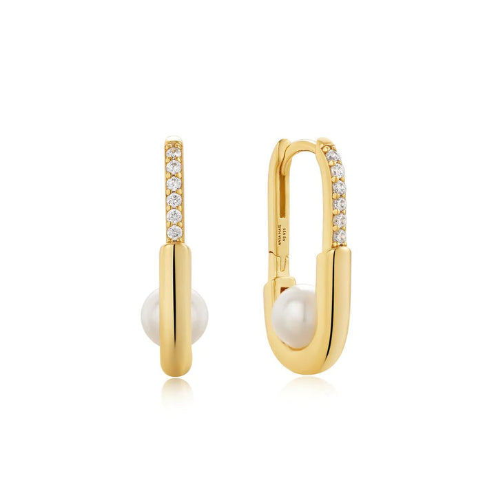 Ania Haie - Oorbellen Pearl Interlock Oval Hoop - Luxedy