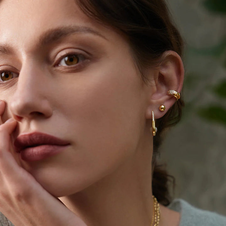 Ania Haie - Oorbellen Pearl Interlock Oval Hoop - Luxedy