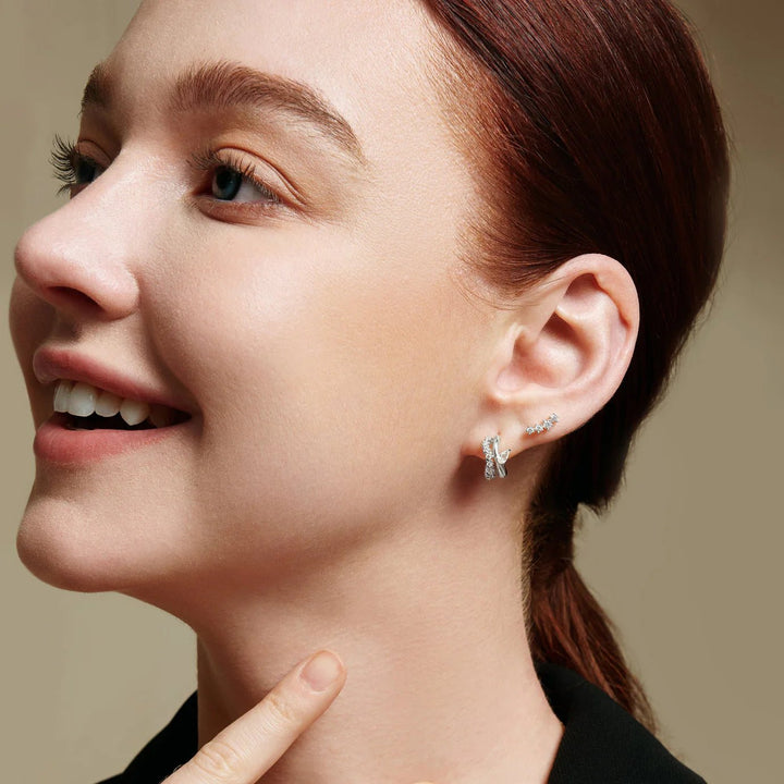 Ania Haie - Oorbellen Silver Sparkle Climber Studs - Luxedy