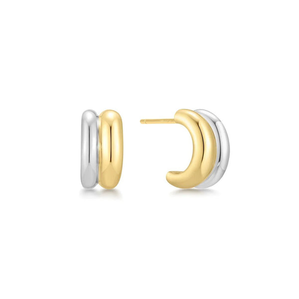 Ania Haie - Oorbellen Two Tone Duet Mixed Huggie - Luxedy