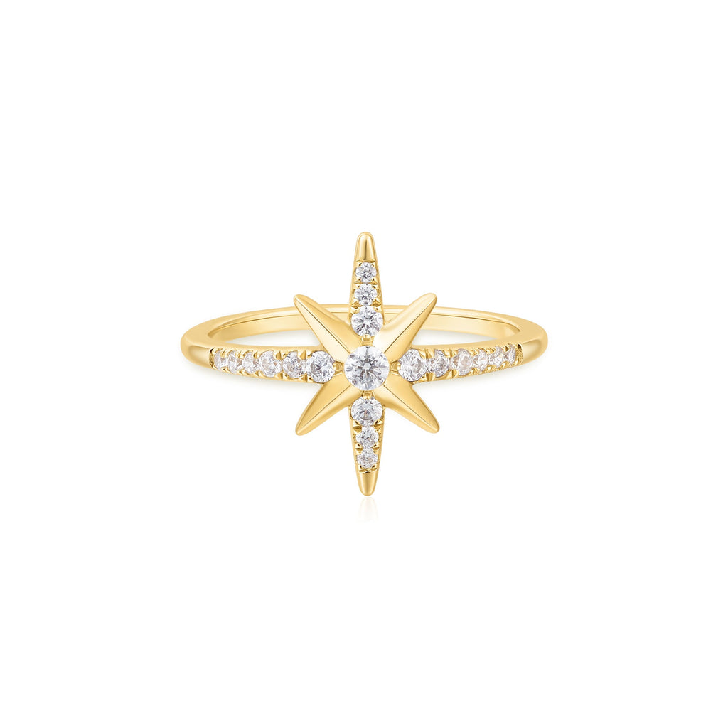 Ania Haie - Ring Gold Eight Pointed Star Signet - Luxedy