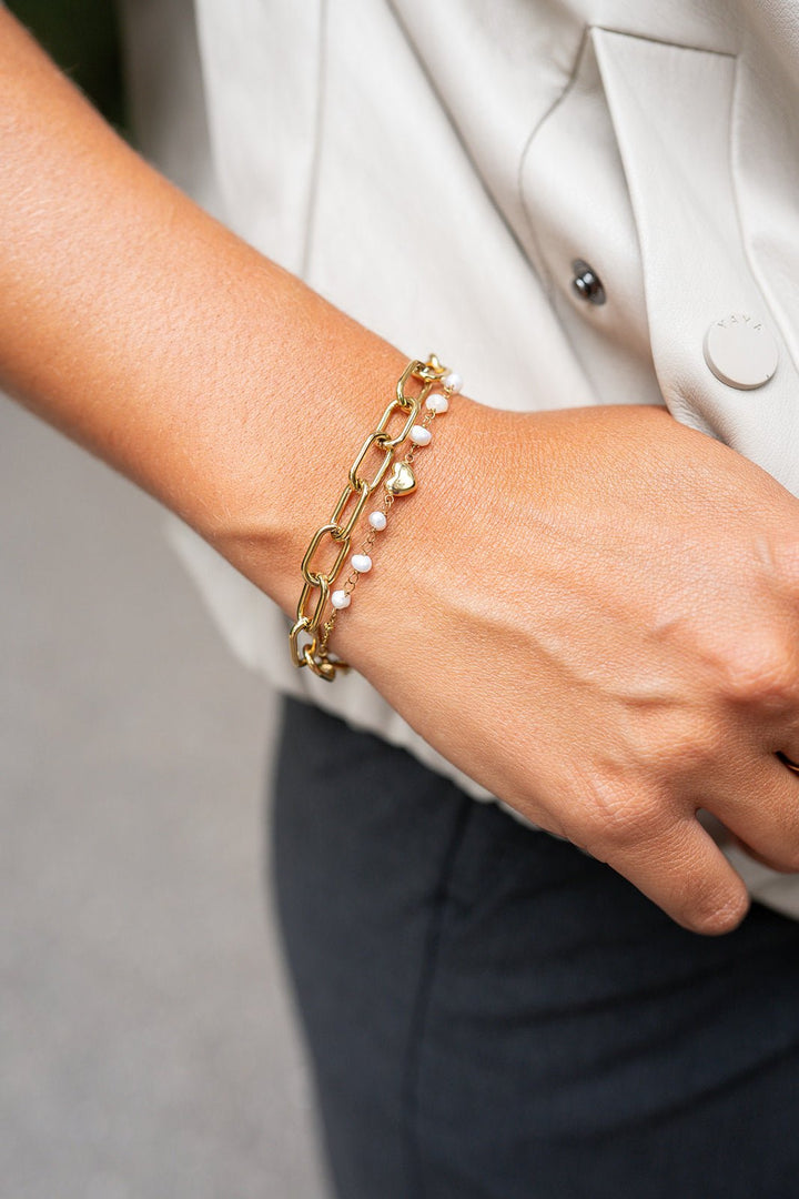 Armband - Pearls & Single Heart - Luxedy