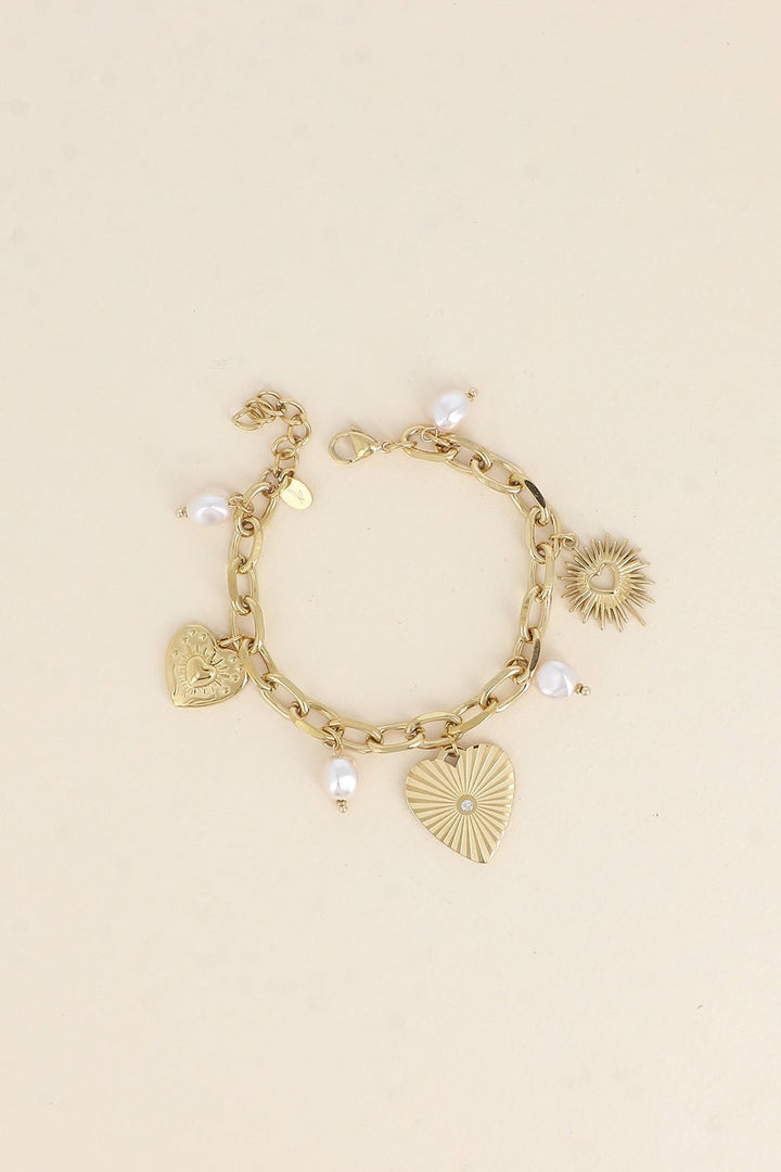 Armband - Suzy Heart & Pearl Charms - Luxedy