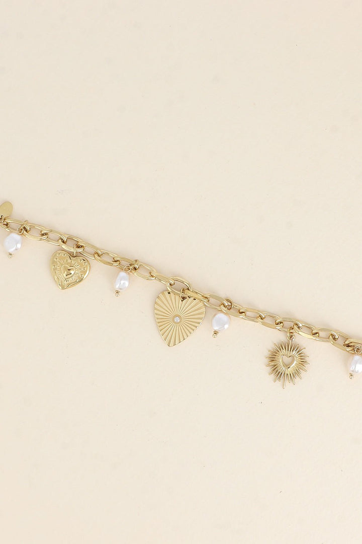 Armband - Suzy Heart & Pearl Charms - Luxedy