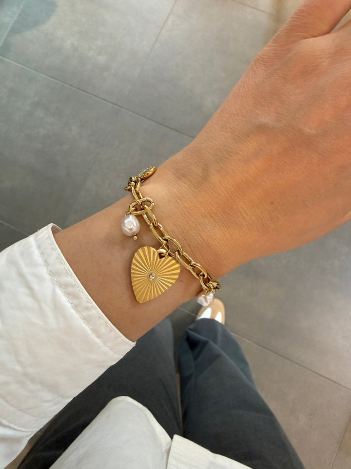 Armband - Suzy Heart & Pearl Charms - Luxedy