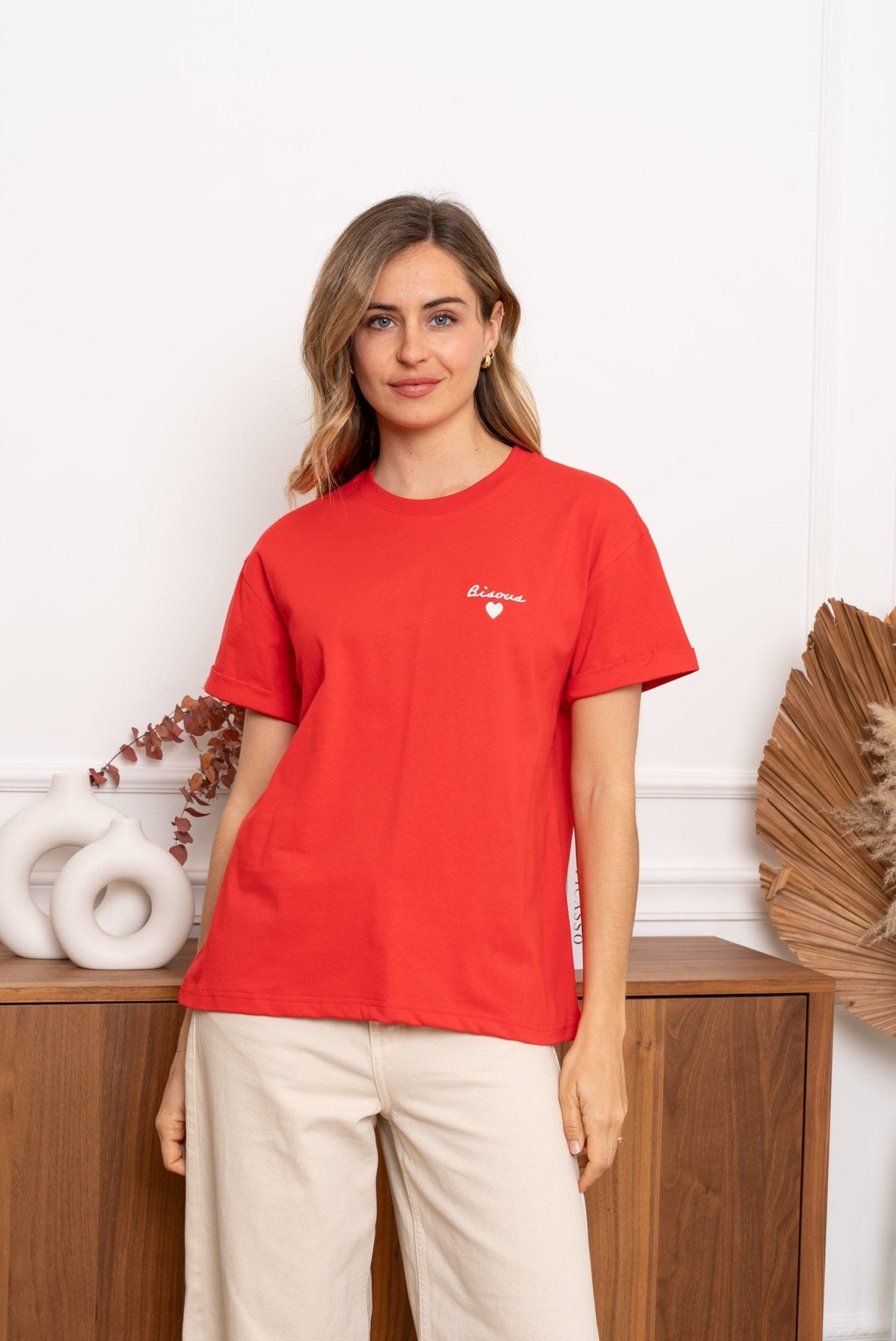 Bisou T-Shirt Rood - Luxedy