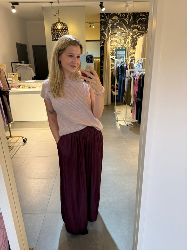 Broek Muse Satin Bordeaux - Luxedy