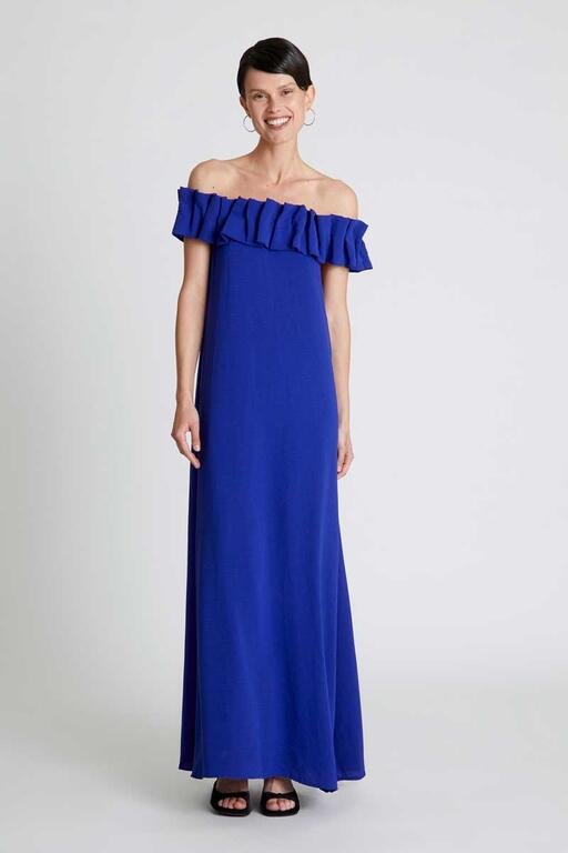 Compañía Fantástica - Jurk Pilar Blauwe Ruffles - Luxedy