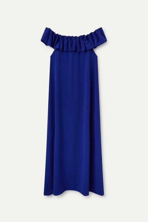Compañía Fantástica - Jurk Pilar Blauwe Ruffles - Luxedy