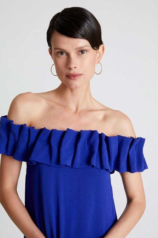 Compañía Fantástica - Jurk Pilar Blauwe Ruffles - Luxedy