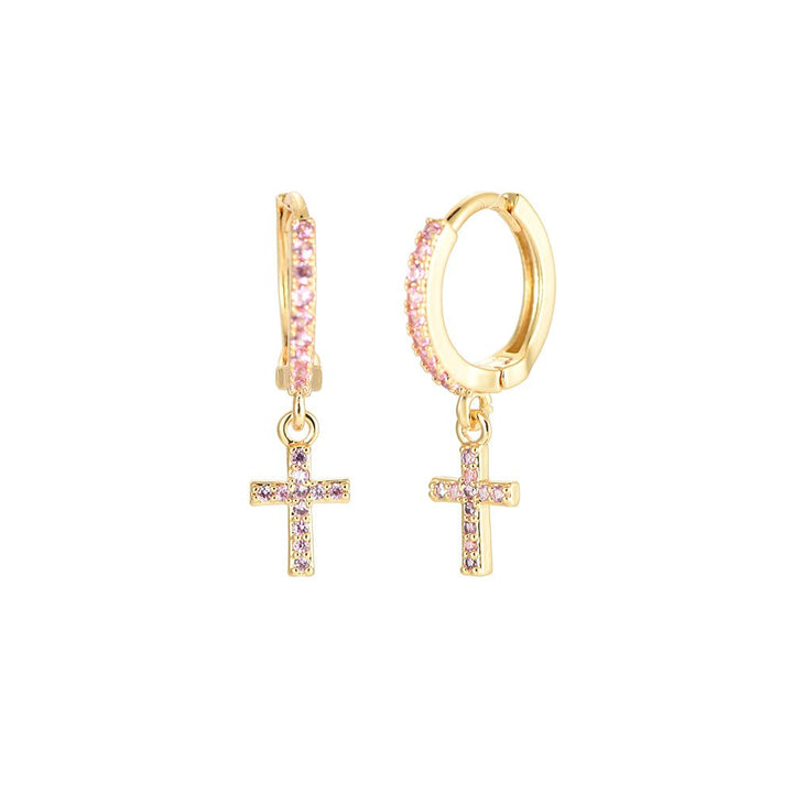 Dotti Love - Oorbellen Hoopie Gold Shining Cross Pink - Luxedy