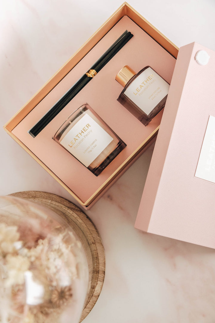 ExcluJess - Pink Leather Porcelean Peony Gift Pack - Luxedy