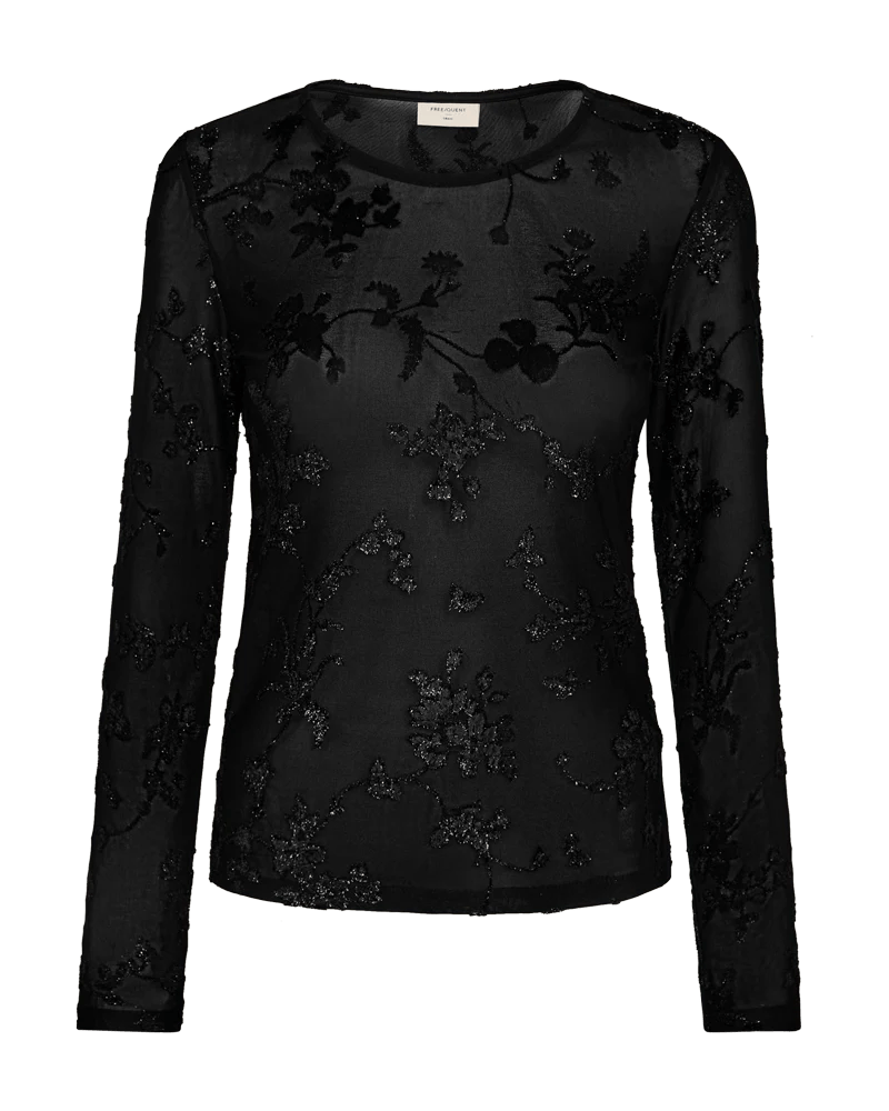 Freequent - Blouse Bloemen Biska Black - Luxedy