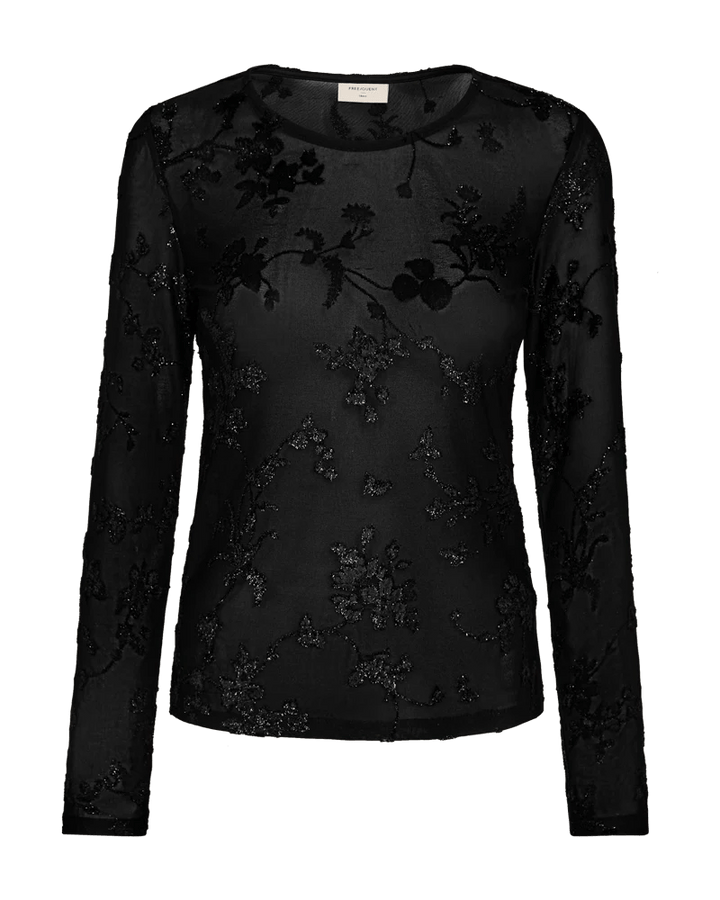 Freequent - Blouse Bloemen Biska Black - Luxedy
