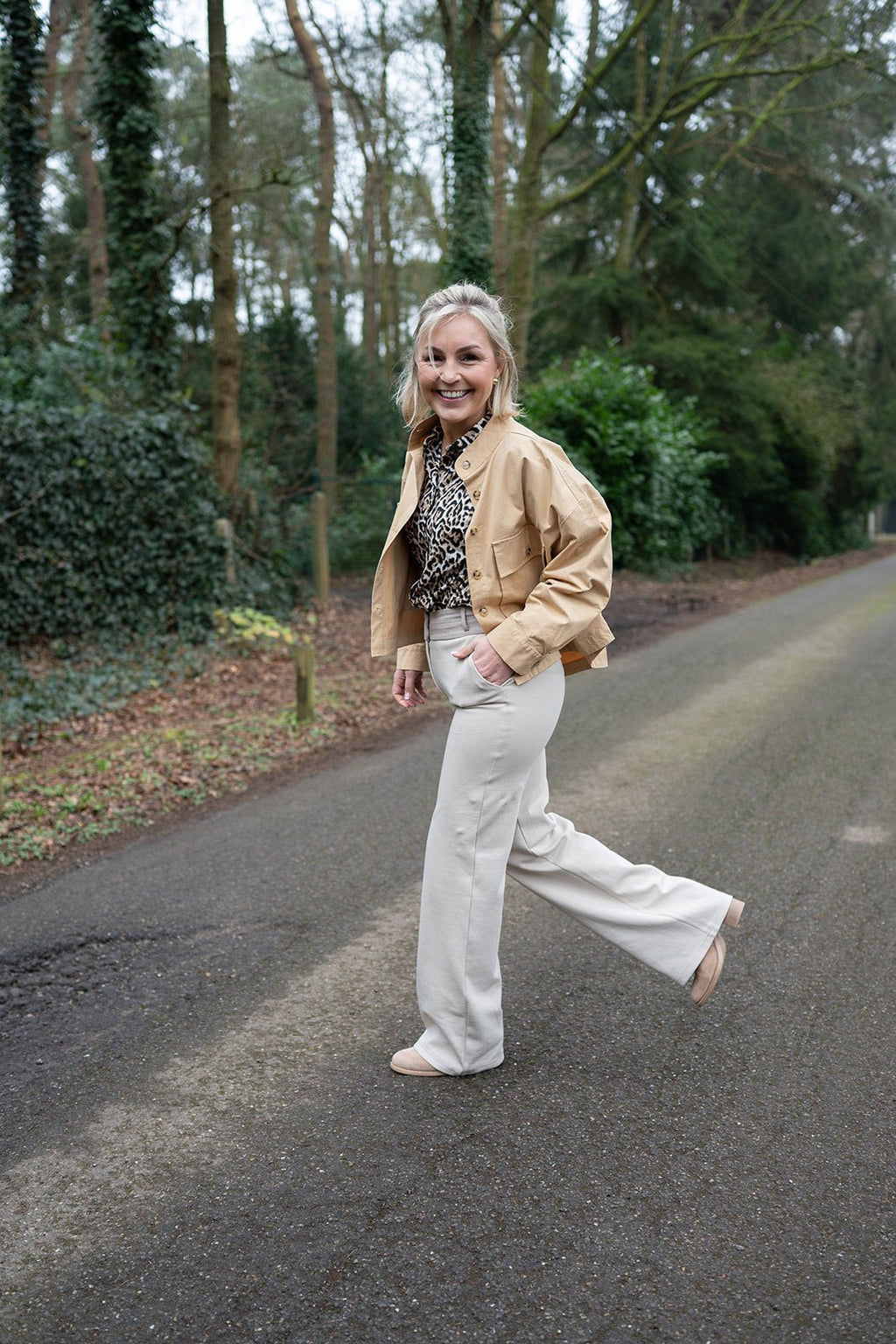 Freequent - Blouse Malay Leopard Rainy Day & Silver Mink - Luxedy