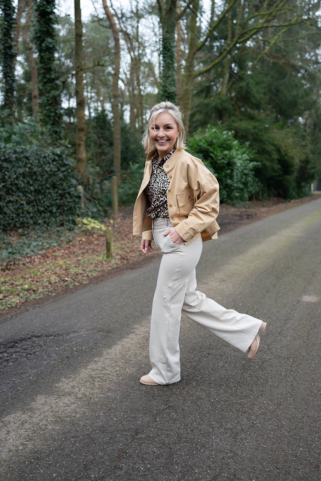 Freequent - Blouse Malay Leopard Rainy Day & Silver Mink - Luxedy