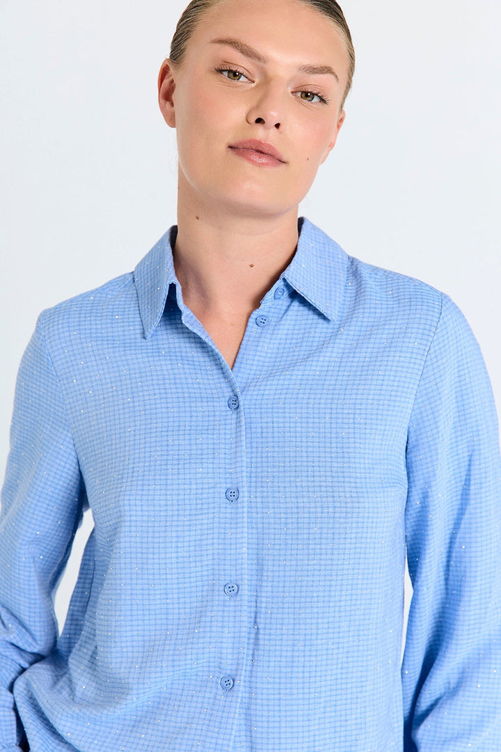 Freequent - Blouse Shine Wedgewood Blue Melange - Luxedy