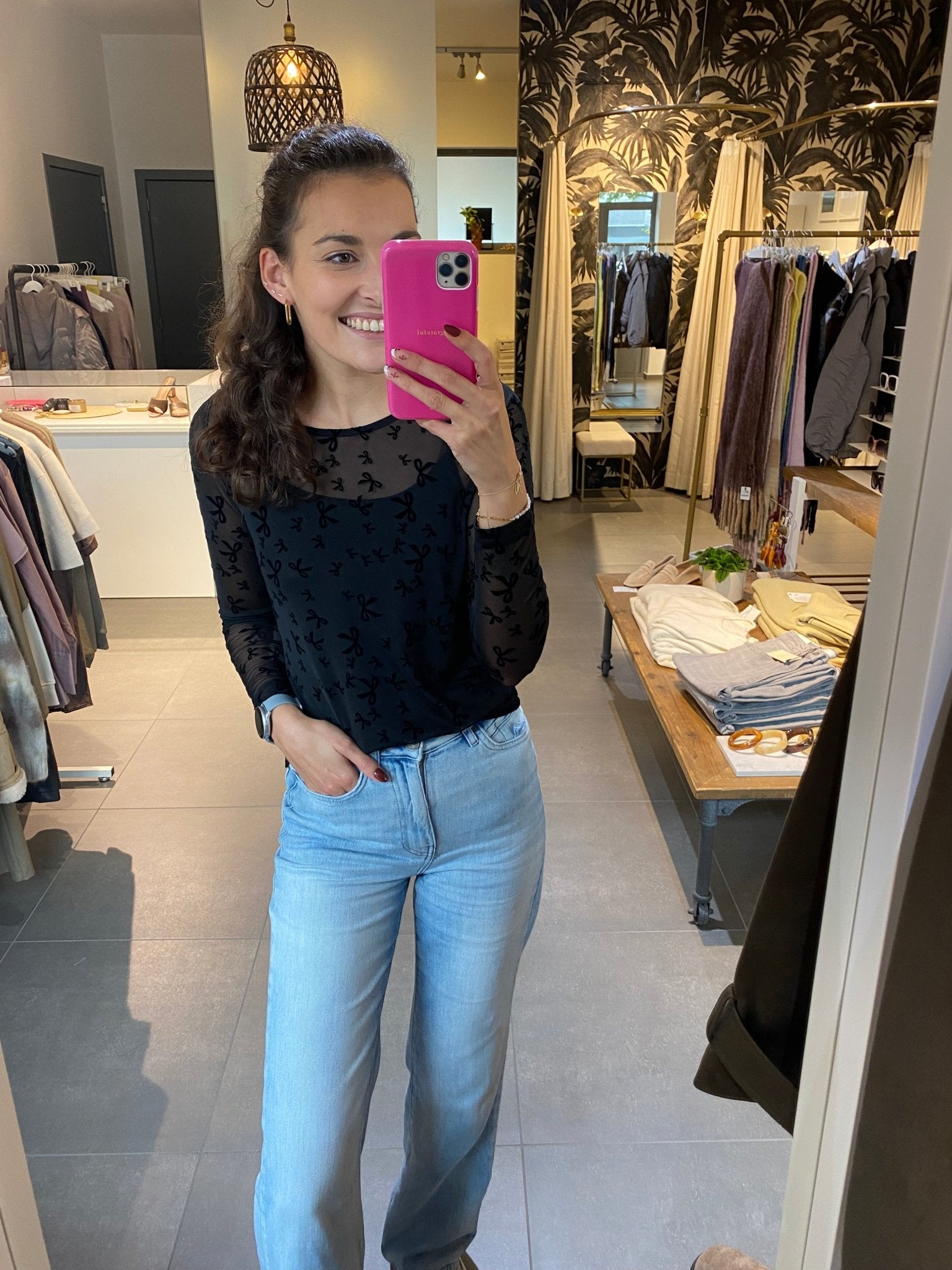 Freequent - Blouse Strikjes Iska Black - Luxedy