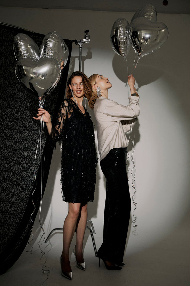 Freequent - Broek Basal Black Glitter - Luxedy