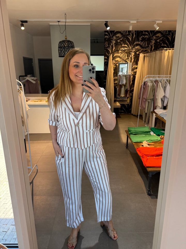 Freequent - Broek Lavisco White / Brown - Luxedy
