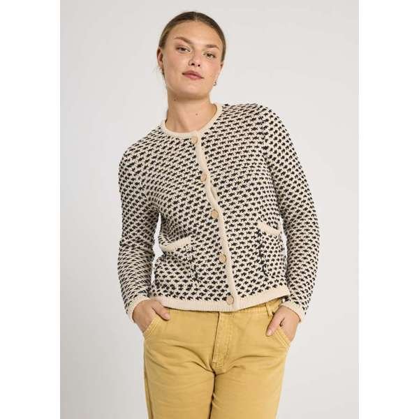 Freequent - Cardigan Cotla Moonbeam & Black - Luxedy
