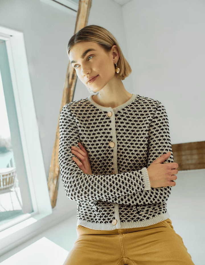 Freequent - Cardigan Cotla Moonbeam & Black - Luxedy