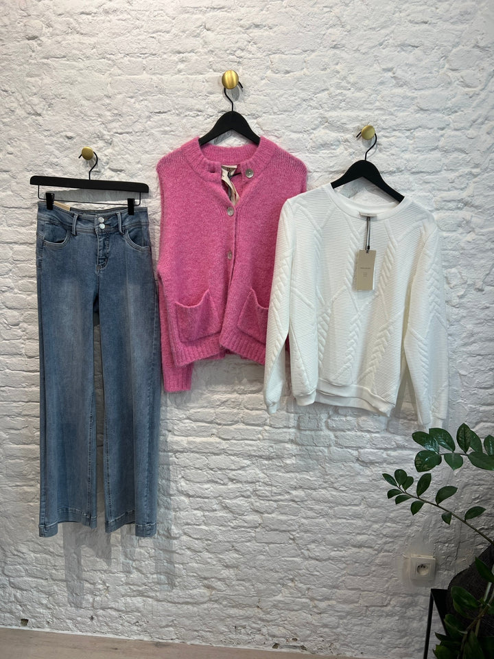 Freequent - Cardigan Louisa Fuchsia Pink - Luxedy