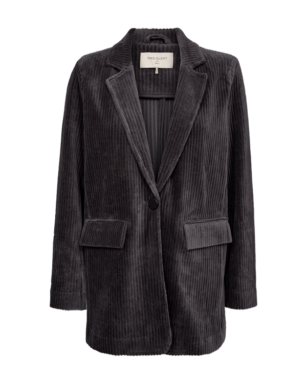Freequent - Jas Nacory Velvet Blazer Gray Pinstripe - Luxedy