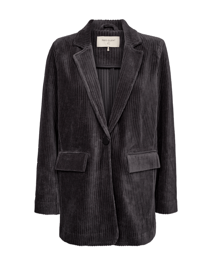 Freequent - Jas Nacory Velvet Blazer Gray Pinstripe - Luxedy