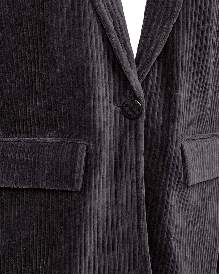 Freequent - Jas Nacory Velvet Blazer Gray Pinstripe - Luxedy