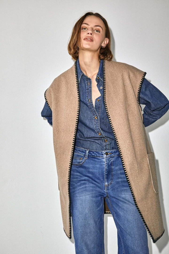 Freequent - Jas Yanna Waistcoat Taupe Gray Melange - Luxedy