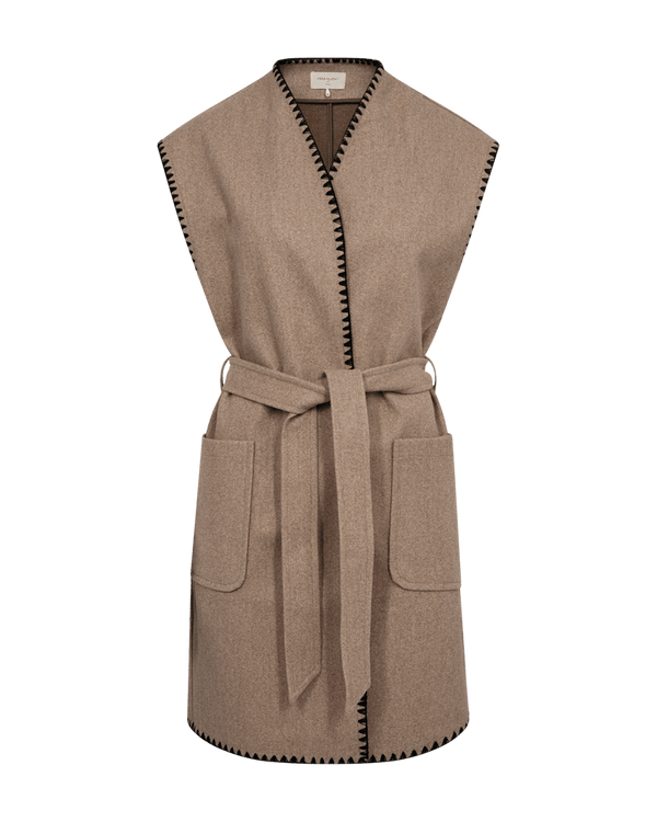 Freequent - Jas Yanna Waistcoat Taupe Gray Melange - Luxedy