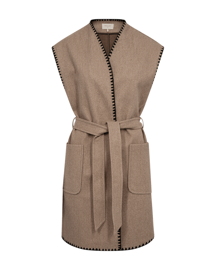 Freequent - Jas Yanna Waistcoat Taupe Gray Melange - Luxedy