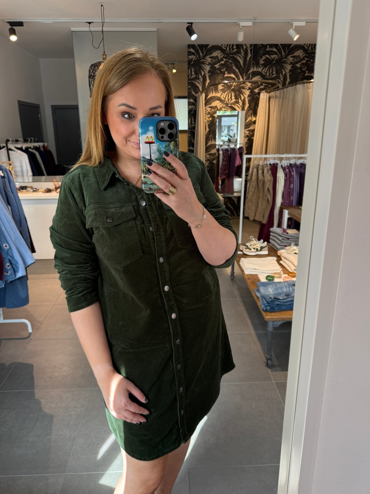 Freequent - Jurk Cordy Kombu Green - Luxedy