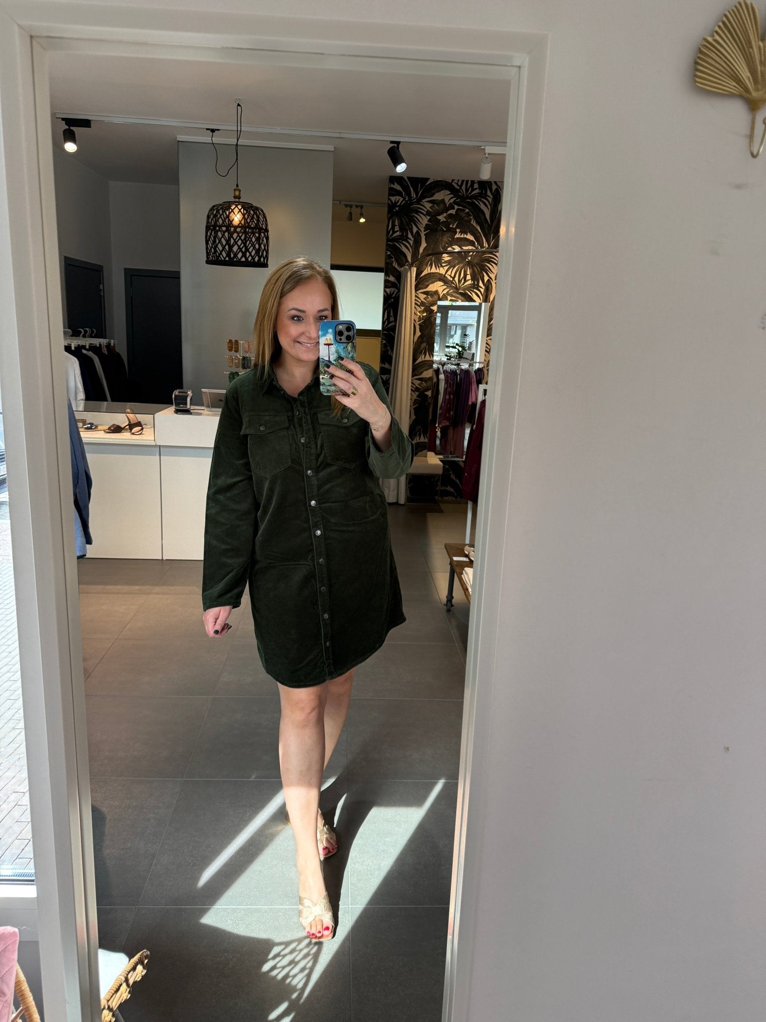 Freequent - Jurk Cordy Kombu Green - Luxedy