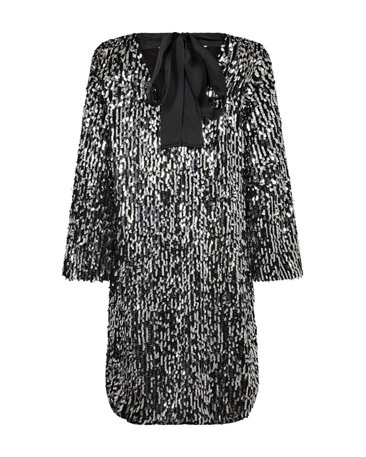 Freequent - Jurk Eve Silver With Black Bow - Luxedy