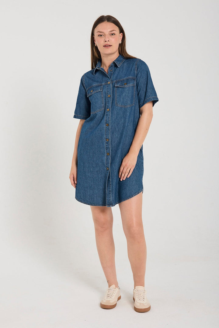 Freequent - Jurk Lisea Medium Blue Denim - Luxedy