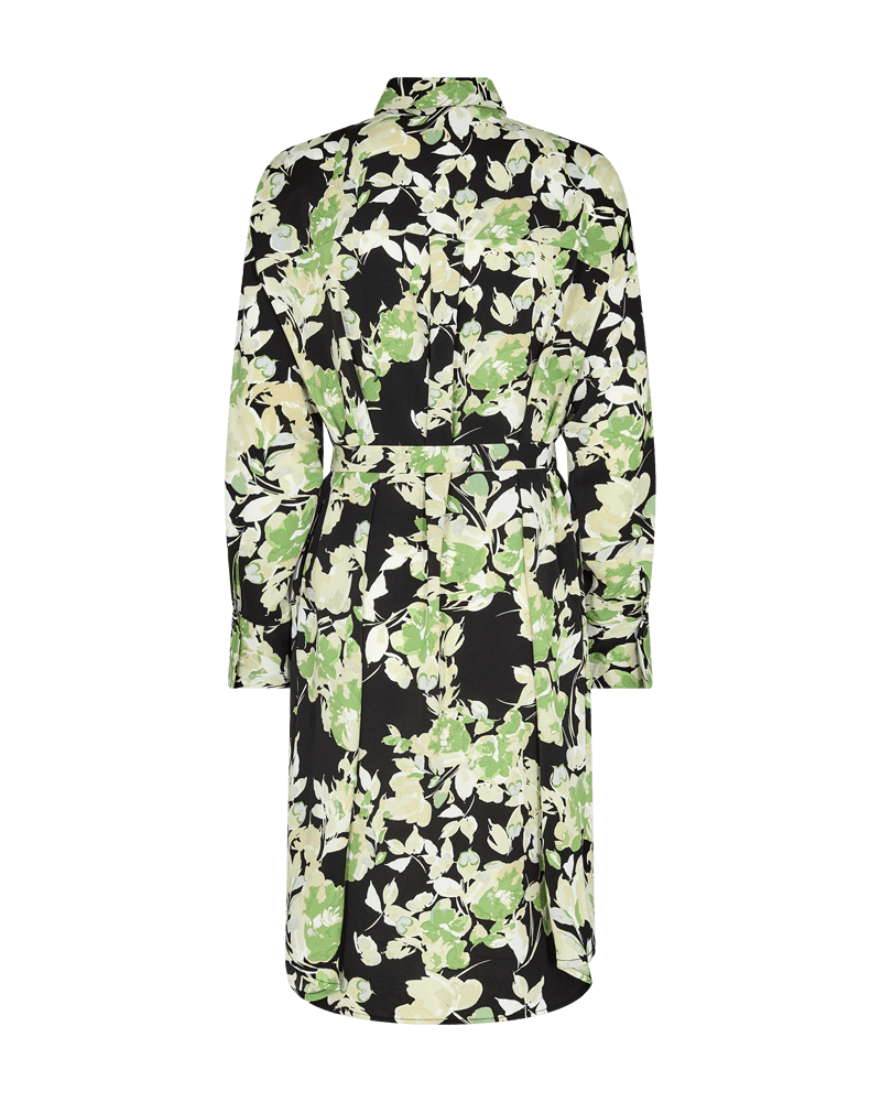 Freequent - Jurk Mison Black With Piquant Green Flowers - Luxedy