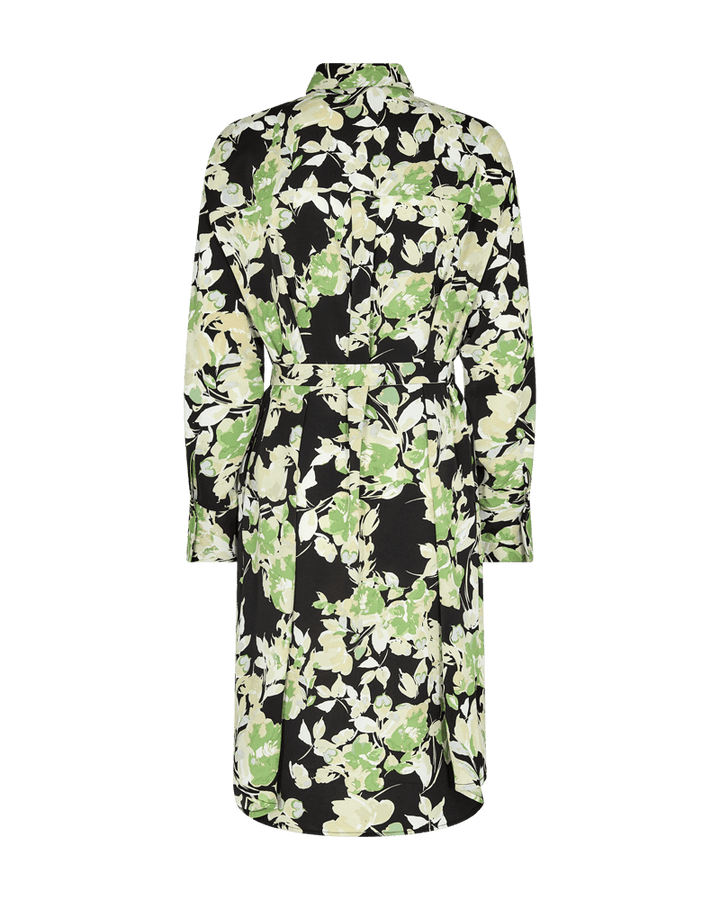 Freequent - Jurk Mison Black With Piquant Green Flowers - Luxedy